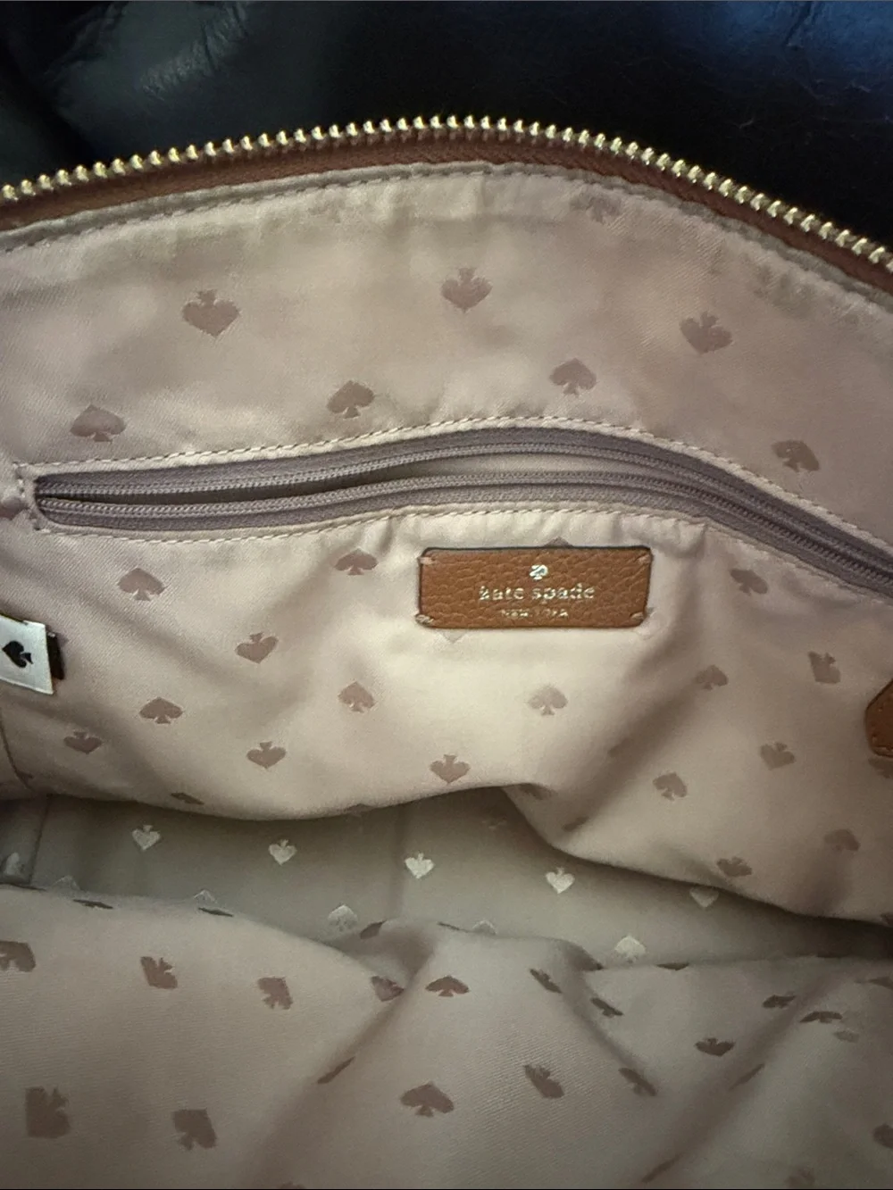kate spade Tan Pebbled Leather Satchel with Removable Strap